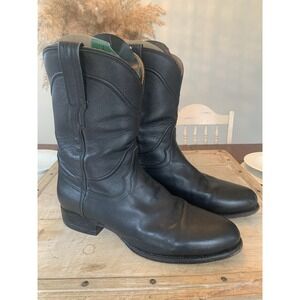 Tecovas Size 11.5 D "THE EARL" Cowboy Boots Midnight Cowhide Western Roper Men's